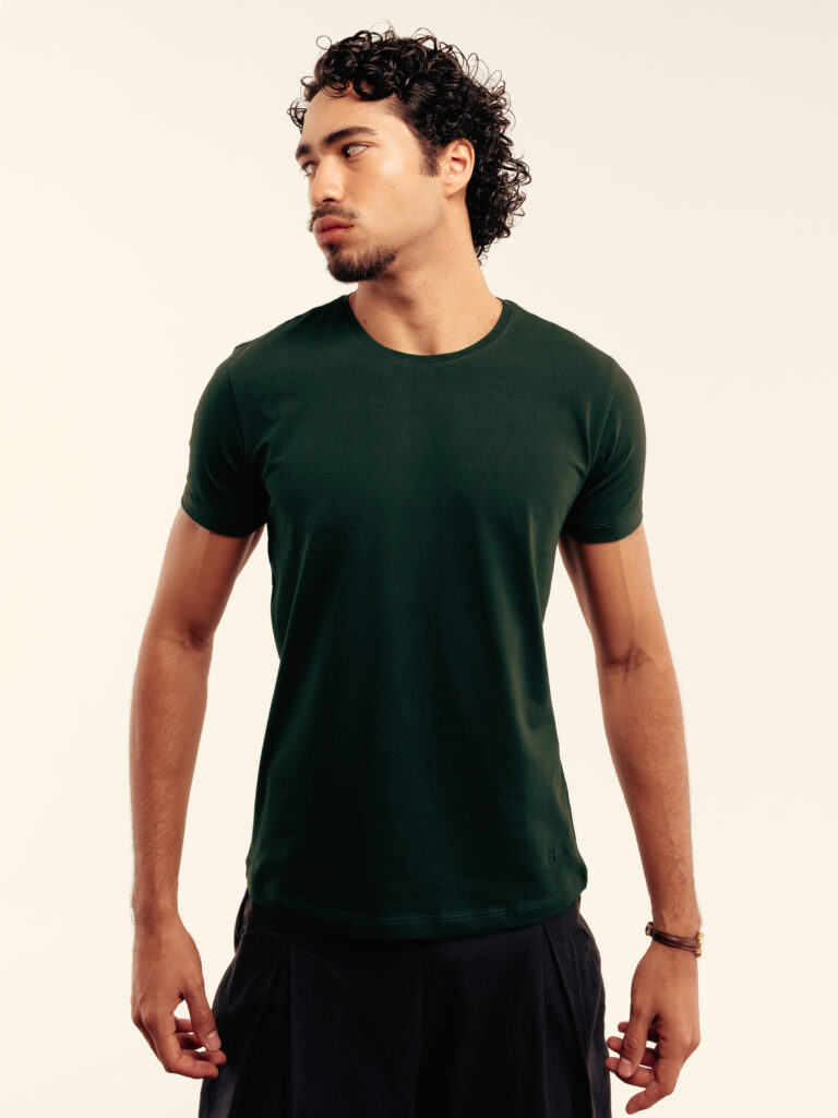 Camiseta Slim Algodão Verde Floresta